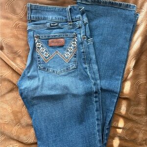 Wrangler Blue Bootcut Jeans with Embroidered Back Pocket